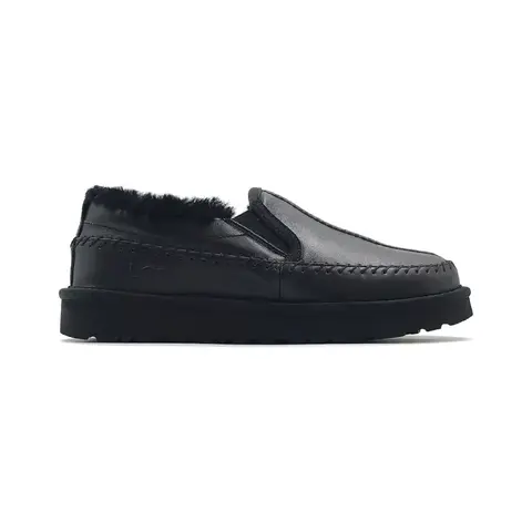 Ugg Stitch Slip On Leather Black