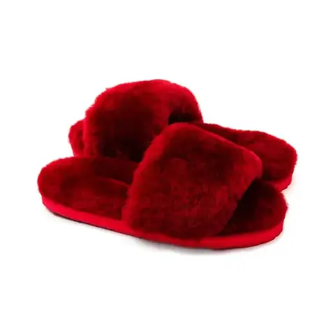 Fluff Slide Slippers Bordo