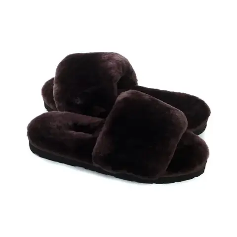 Fluff Slide Slippers Chocolate