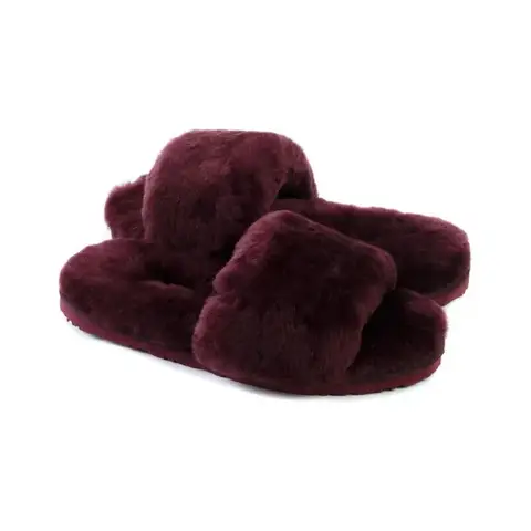 Fluff Slide Slippers Dark Purple
