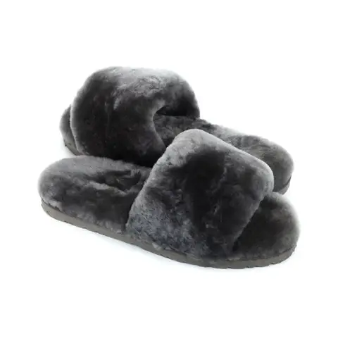 Fluff Slide Slippers Grey
