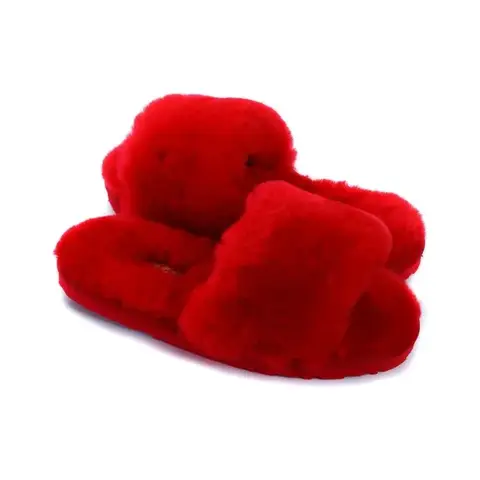 Fluff Slide Slippers Red
