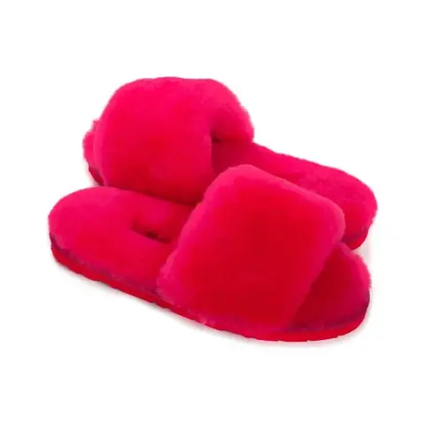 Fluff Slide Slippers Rose Red