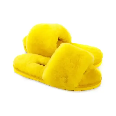 Fluff Slide Slippers Yellow