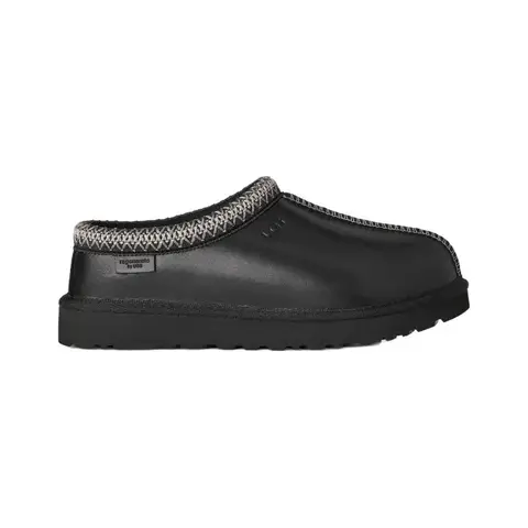 Tasman Slippers Leather Regen Black